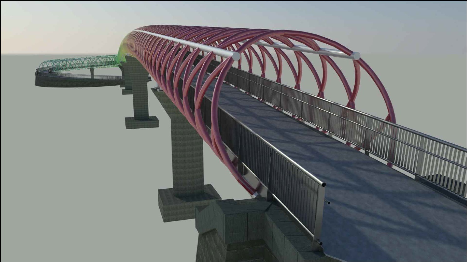 Recreación del proyecto de pasarela peatonal que conectará Butarque y San Cristóbal de los Ángeles 